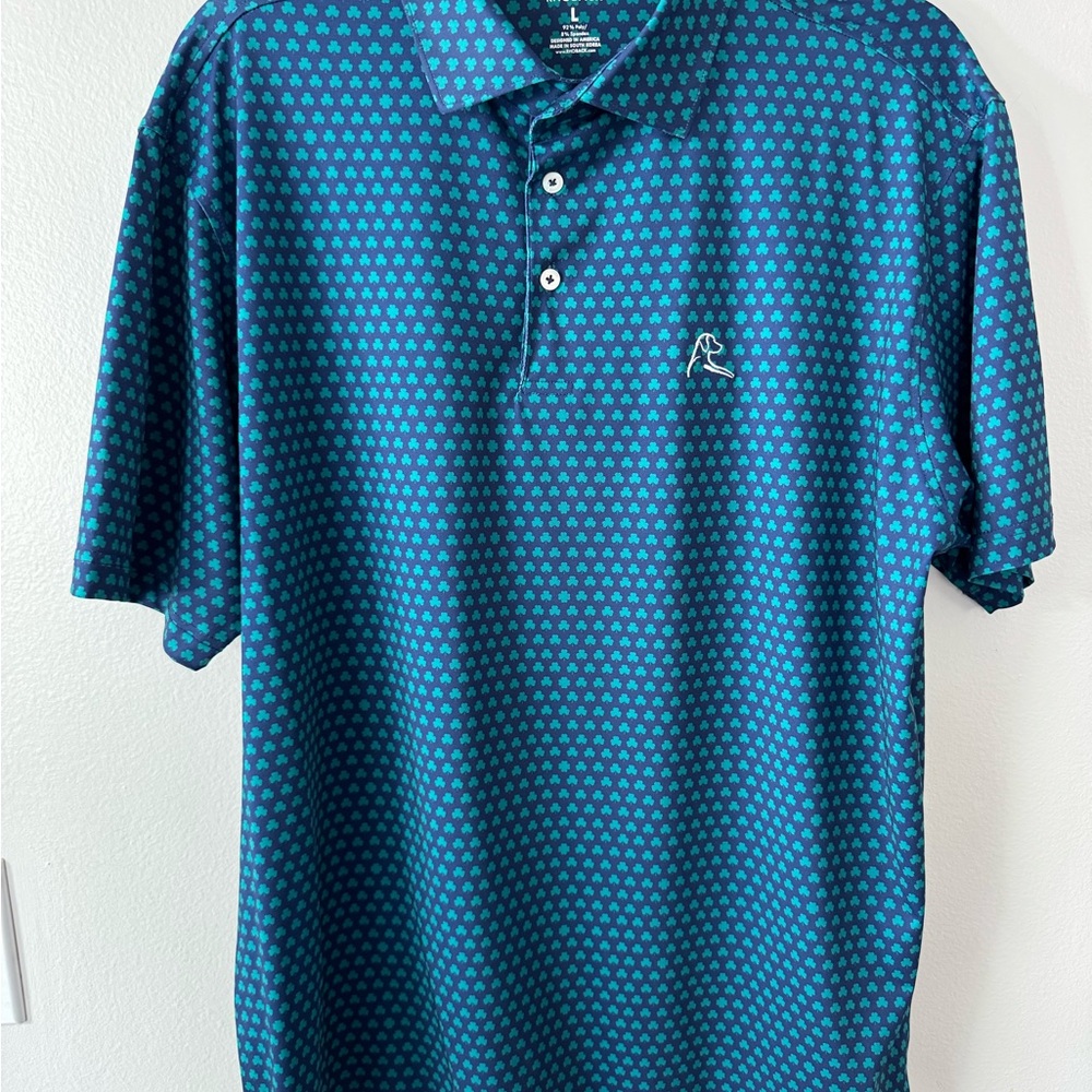 Rhoback Teal and Navy Patterned Polo Shirt